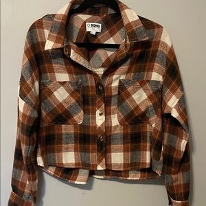 Ci Sono Orange and Black Plaid Shirt